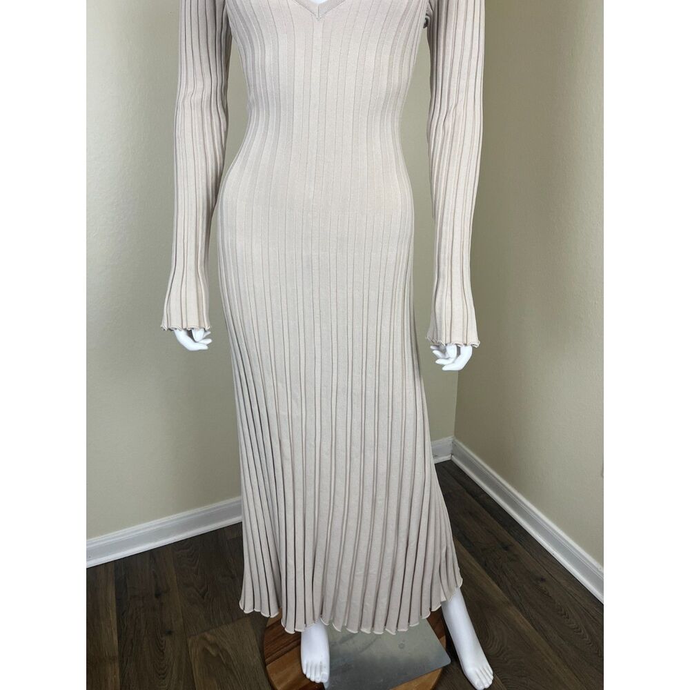 DISSH Women Size S Stone Reign Sleeved Ribbed Knit Maxi Sweater Bodycon Dress - Picture 7 of 17